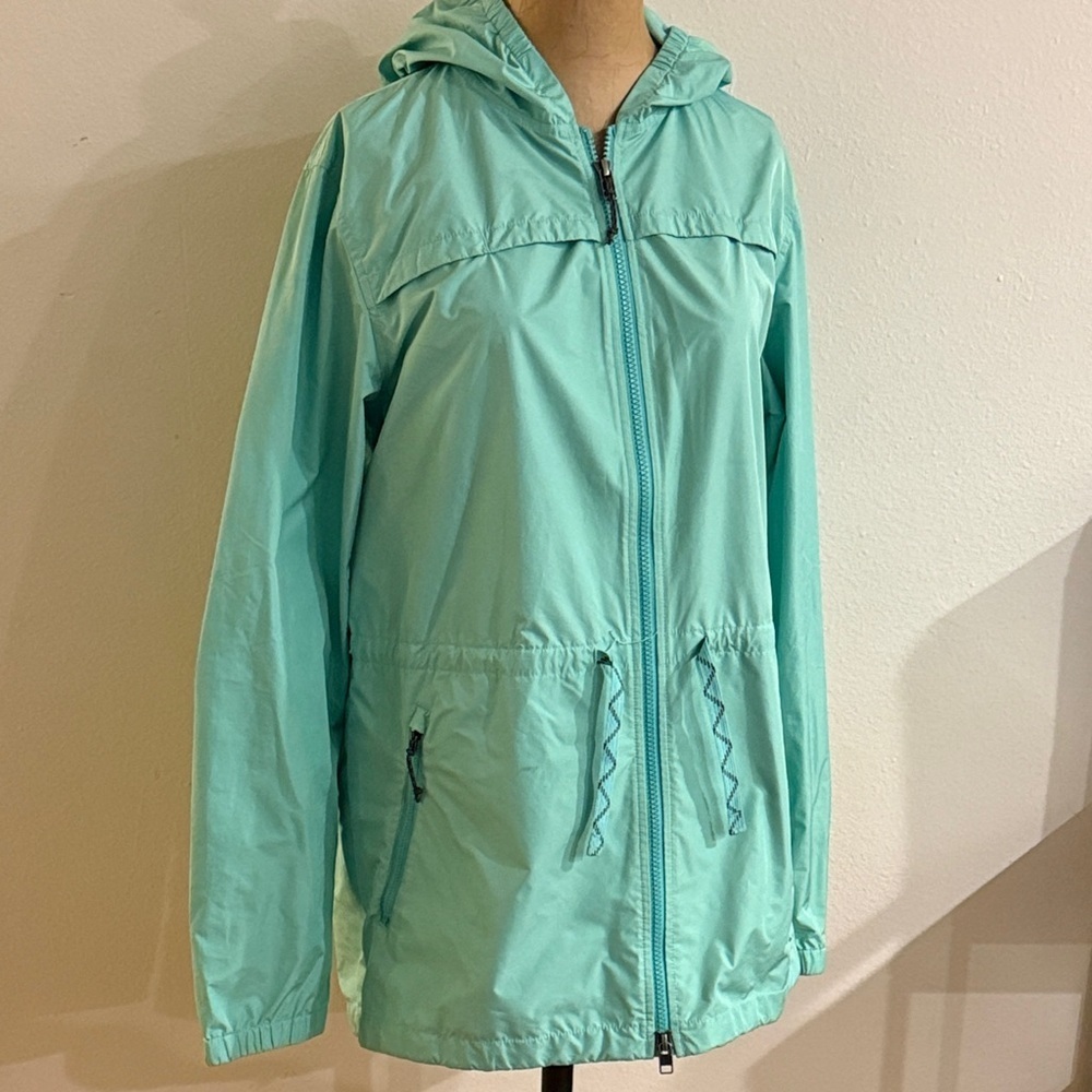Patagonia sz M Meriweather rain jacket aqua turquoise color great pre owned cond